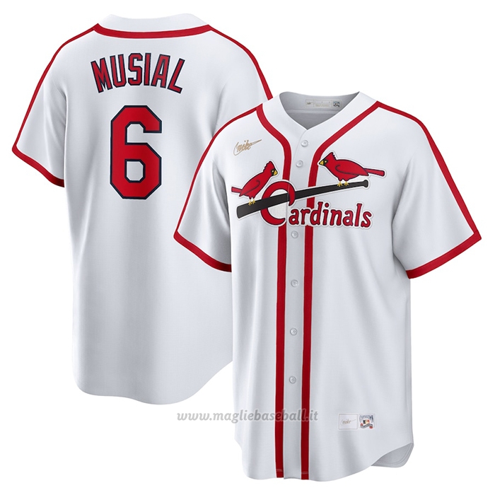 Maglia Baseball Uomo St. Louis Cardinals Stan Musial Primera Cooperstown Collection Bianco